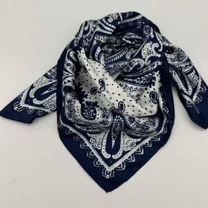Blotted Navy Paisley Western Southwestern Wild Rag Scarf Accent